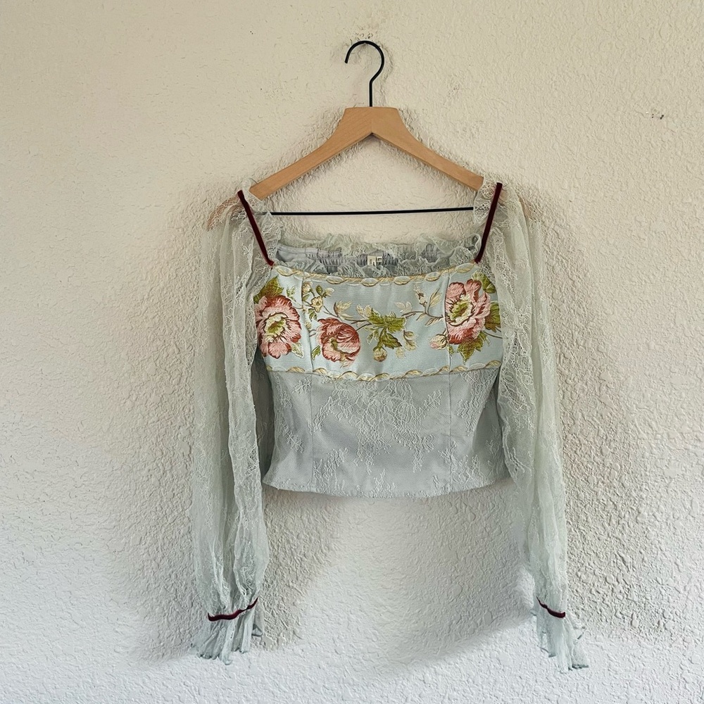 Uncle Peter Pan Lace Cropped Bodice Top